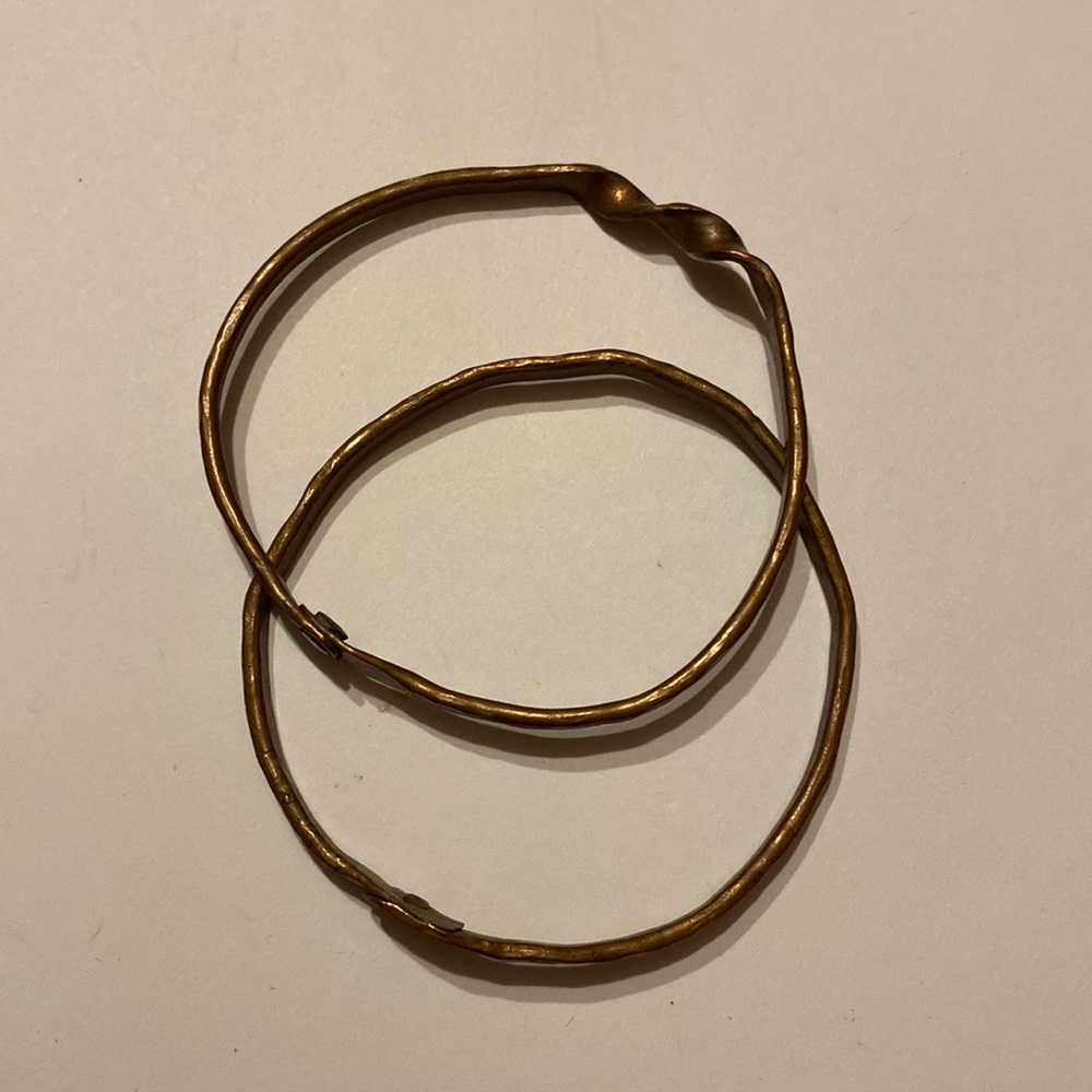 Brutalist brass bracelets aprox 2.5” twisted hammered beautiful artisan made
